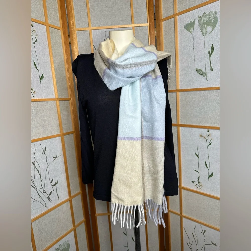 Weavers Workshop wool Plaid scarf in pastel colors. made in Japan